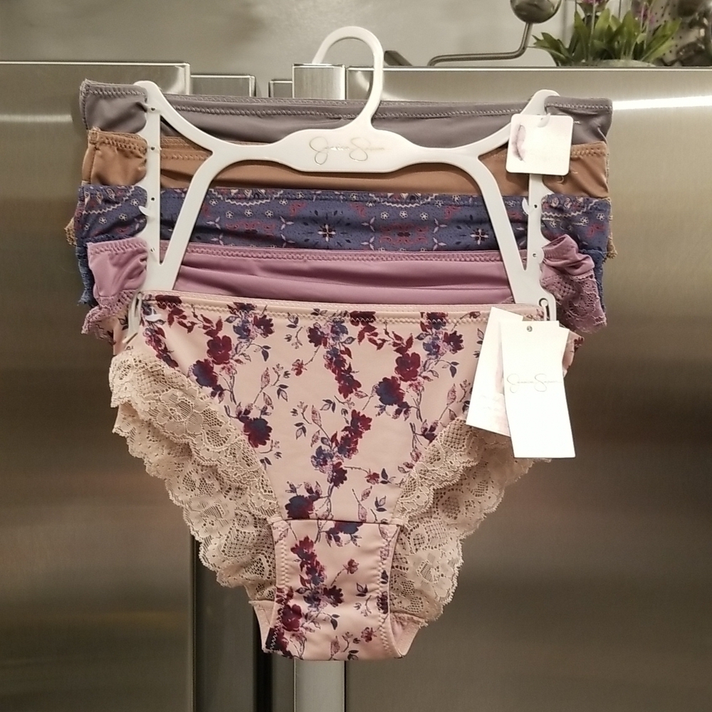 💕JESSICA SIMPSON💕 5 Pack Panties ~ Multi Color Solid & Print Medium M NWT